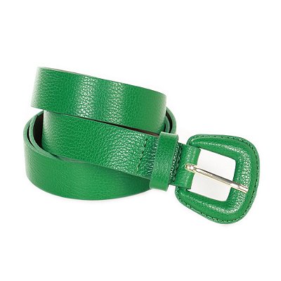 CINTO EM COURO COM FIVELA ENCAPADA VERDE