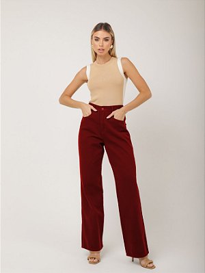 Calça Wideleg Jeans Marsala - Lemier - 41538