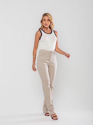 Calça  Reta Areia  Sarja com Elastano - Loopper K32397195