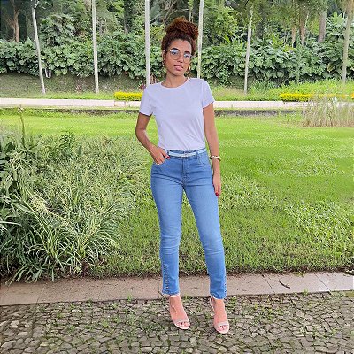 Calça Capri Tornozelo Detalhes Barra Jeans com Elastano - Loopper - K32472113