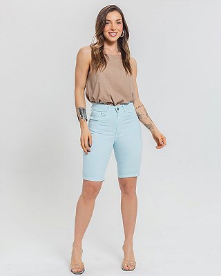 Bermuda Azul Céu Algodão com Elastano - 22052