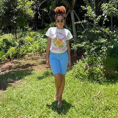 Bermuda Azul Céu Algodão com Elastano - 22052