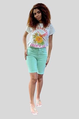 Bermuda Menta Algodão com Elastano - 22052
