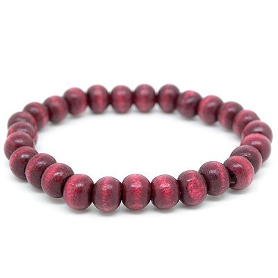 Pulseira Contas Madeira 8MM Vinho