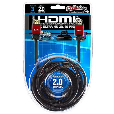 Cabo HDMI 2.0 19 Pinos 4K Ultra HD 3D - 3 Metros