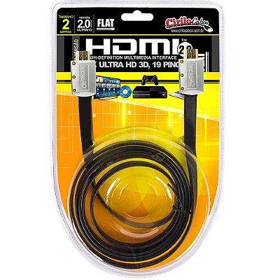 Cabo HDMI 2.0 FLAT Desmontável 19 Pinos 4K Ultra HD 3D - 2 Metros