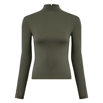 Turtleneck Manga Longa Oliva