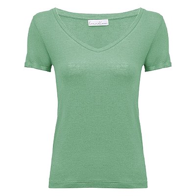 TShirt Gola V Linho Verde Jade