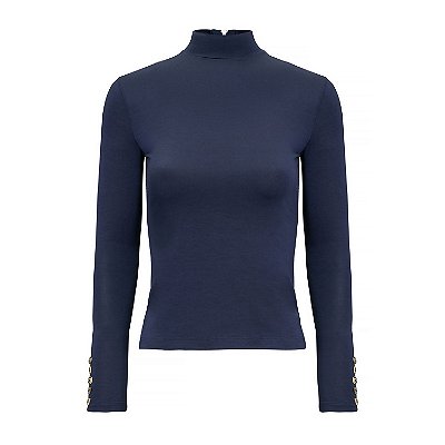 Turtleneck Manga Longa Navy Blue