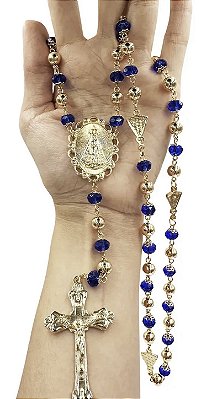 Terço Ns aparecida cristal 8mm folheado a ouro 18k