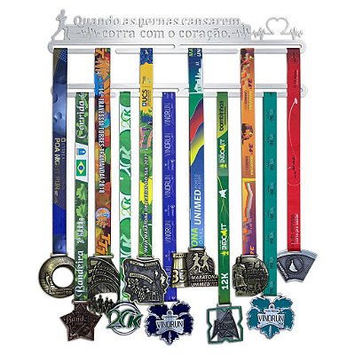 Porta Medalhas Corrida - Quando as Pernas Cansarem, Corra com o Coração.