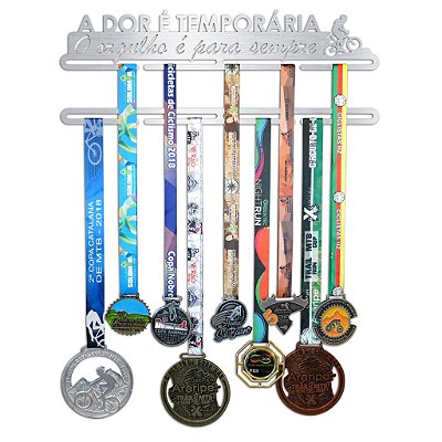 Porta Medalhas Mountain Bike - A dor é temporária, O orgulho é para sempre.