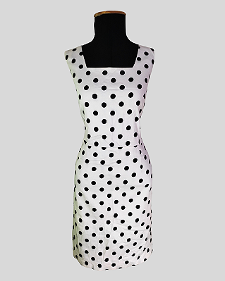 Vestido Tubinho Branco com Bolinhas Pretas - Tamanho 42