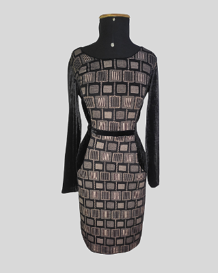 Vestido lápis veludo quadriculado 42