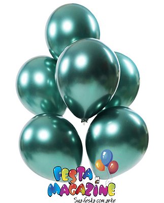 25 Balões/bexigas Látex Metalizada Verde 9 Polegadas  pct 25 Unid