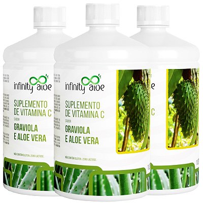 GEL DE ALOE VERA COM GRAVIOLA - 1 LITRO - 3 frascos