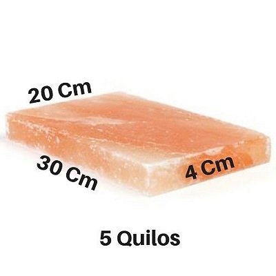 Pedra Placa De Sal Rosa Do Himalaia 5 Kg - 30x20x4cm Churrasco