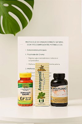Kit Emagrecedor com  3 produtos naturais - Mounjaro - Chá Amargomil - Picolinado de  cromo.