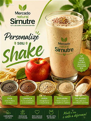 Kit c/ 5 preparo para Shake Nutritivo: Aveia, Chia, Colágeno,linhaça,psyllium