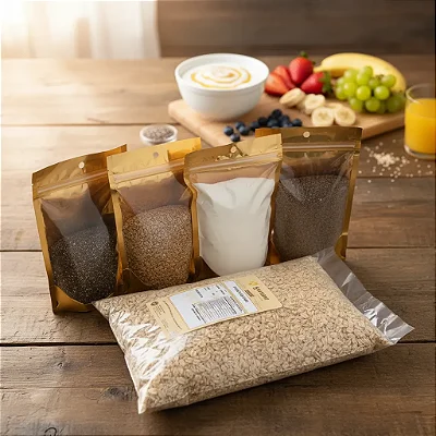 Kit c/ 5 preparo para Shake Nutritivo: Aveia, Chia, Colágeno,linhaça,psyllium