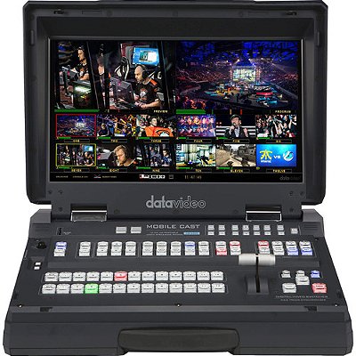 Datavideo Estúdio de streaming móvel HD-SDI e HDMI de 12 entradas com monitor LCD de 17,3"