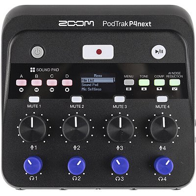 Gravador de podcast portátil multitrack Zoom PodTrak P4next