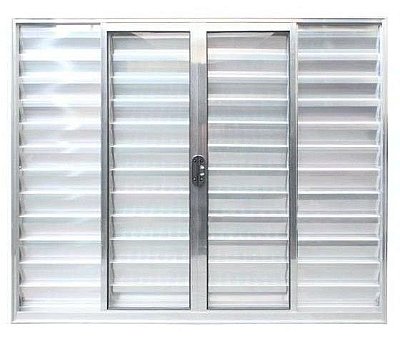JANELA VENEZIANA ALUMÍNIO BRILHANTE 6 FOLHAS VIDRO LISO INCOLOR LINHA NORMATIZADA