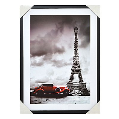 Quadro 50X70 Decorativo Paris França Torre Eiffel com Moldura Preta