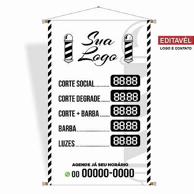Banner tabela de preço para Barbearia - Editável