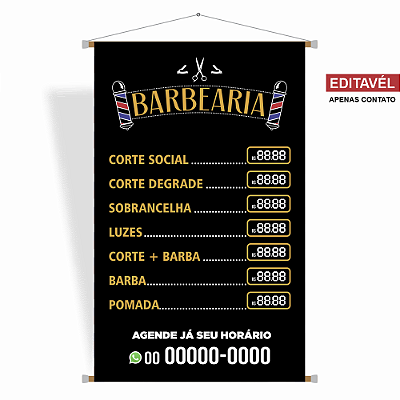 Banner tabela de preço para Barbearia - Editável