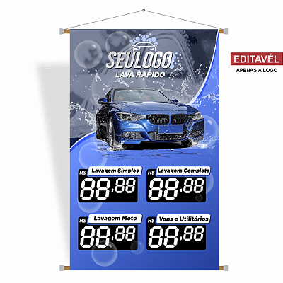 Banner Modelo Lava Rápido - Editável