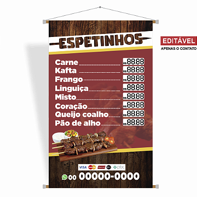 Banner Espetinhos - Arte Pronta - Editável