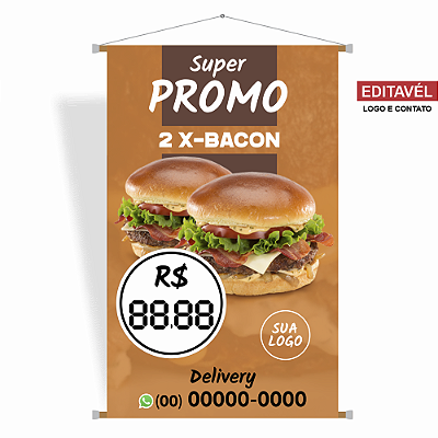 Banner para Lanchonete (X-Bacon) - Editável