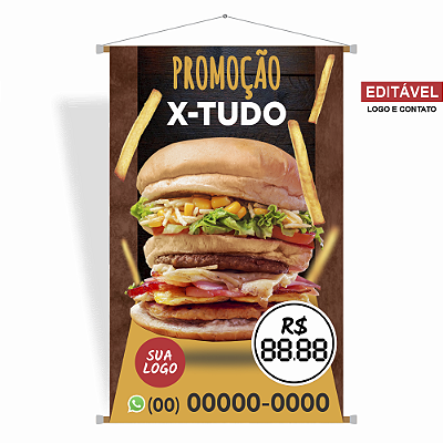 Banner para Lanchonete (X-Tudo) - Editável
