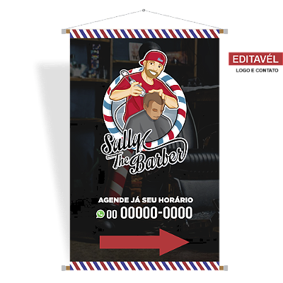 Banner Sinalização Barbearia (D) - Editável