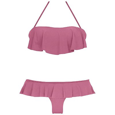 ROSE - TOP BANDEAU BABADO BOJO FIXO | BOTTOM BABADO NOVO CORTE