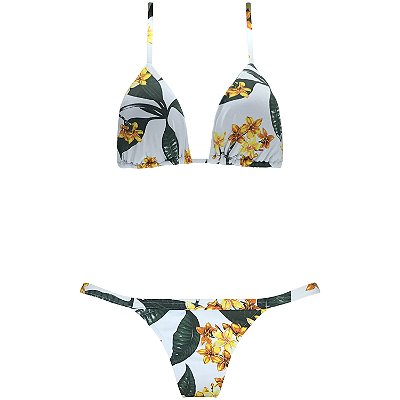 FLOR DE GRATIDÃO BRANCO - TOP CORTININHA ALÇA REGULÁVEL | BOTTOM TANGA NOVO CORTE