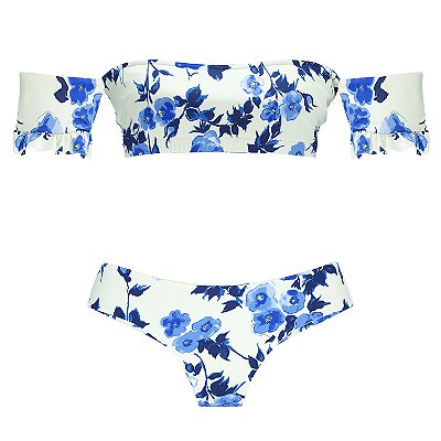 FLORESCER AZUL - TOP BARDOT | BOTTOM NOVO CORTE LARGO