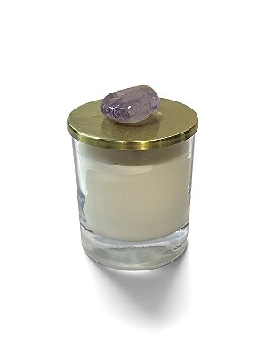 Vela Aromática com Ametista Polida