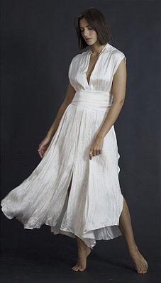 Vestido Cetim Decote