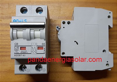 Disjuntor CC Bipolar 50A 600VDC ADDB7-63 ADELS