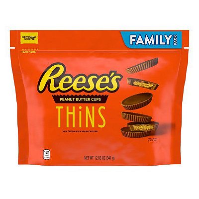 Reese's, THiNS Milk Chocolate Peanut Butter Cups Candy Individually Wrapped