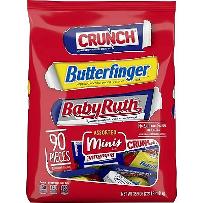 Crunch Butterfinger & Baby Ruth Assorted Minis Candy Bar 90 Pieces
