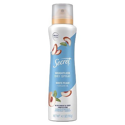 Secret Dry Spray Antiperspirant Deodorant White Peach and Argan Oil