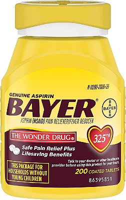 Bayer Genuine Aspirin Coated Tablets Pain Reliever and Fever Reducer