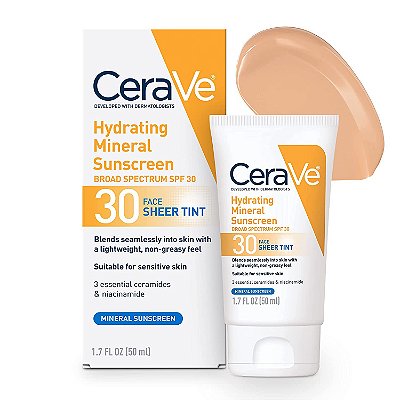 CeraVe Hydrating Mineral Sunscreen Sheer Tint Facial SPF 30