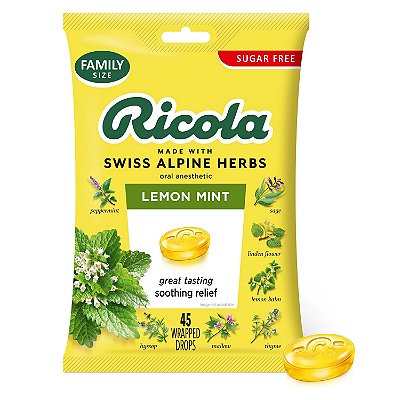 Ricola Cough Drops Soothing Relief for Dry Sore Throat Sugar Free Lemon Mint
