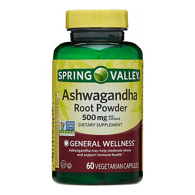 Spring Valley Ashwagandha Root Powder General Wellness Dietary Supplement Vegetarian 500mg
