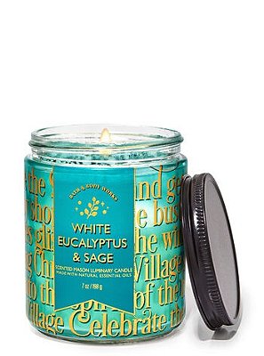 White Eucalyptus & Sage Mason Single Wick Candle