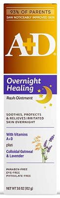 A+D Overnight Healing Diaper Rash Ointment - Soothes, Protects & Relieves Diaper Rash Overnight with Lavender & Colloidal Oatmeal - Healing Ointment for Red, Itchy, Irritated Skin -